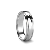 APOLLINARIS Novell Domed Polished Silver Wedding Ring with Grooves - 4mm - 10mm - Larson Jewelers