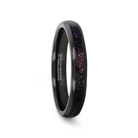 ASTRUM Black Tungsten Ring with Crushed Blue or Purple Goldstone Inlay - 4mm - Larson Jewelers