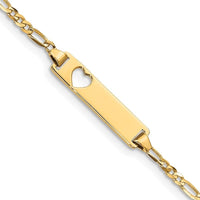 14k Cut-out Heart Figaro Link ID Bracelet - Larson Jewelers