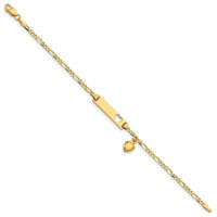 14k Cut-out Heart w/Dangling Heart Children's Figaro Link ID Bracelet - Larson Jewelers