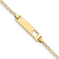 14k Cut-out Heart Flat Curb Link ID Bracelet - Larson Jewelers
