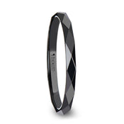DAVINA Polished Diamond Faceted Black Ceramic Ring for Women - 2 mm - Larson Jewelers