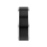 ARDEN Beveled Edged Tungsten Ring with Brushed Finish Black Ceramic Center - 6mm or 8mm - Larson Jewelers