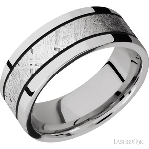 Cobalt Chrome with Polish Finish and Meteorite Inlay - 8MM - Larson Jewelers
