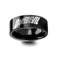 Daredevil The Man Without Fear Superhero Symbol Engraved Black Tungsten Ring - 4mm - 12mm - Larson Jewelers