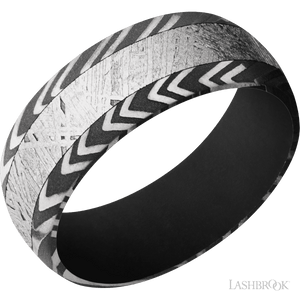Zebra with Acid Finish and Meteorite Inlay and Black - 8MM - Larson Jewelers