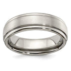 BALBUS Brushed Titanium Ring with Grooves by Edward Mirell - 7 mm - Larson Jewelers