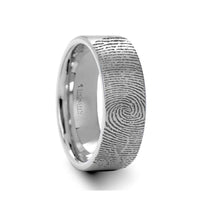 Fingerprint Engraved Flat Pipe Cut Tungsten Ring Brushed Ring - Mercury - 4mm - 12mm - Larson Jewelers