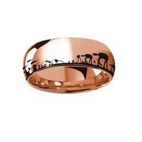 Hoth Battle Star Wars Alliance Galactic Imperial Invasion ATAT ATST Rose Gold Plated Tungsten Engraved Ring - 4mm - 8mm - Larson Jewelers