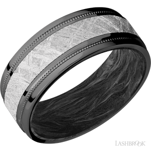 Zirconium with Polish Finish and Meteorite Inlay and Forged Carbon Fiber - 8MM - Larson Jewelers