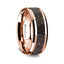 14K Rose Gold Polished Beveled Edges Wedding Ring with Dark Deer Antler Inlay - 8 mm - Larson Jewelers