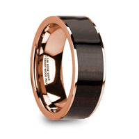 SERAPHIM Men’s Polished 14k Rose Gold with Ebony Wood Inlay Wedding Ring - 8mm - Larson Jewelers