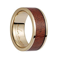 14K YG Wood Ring Koa - Larson Jewelers