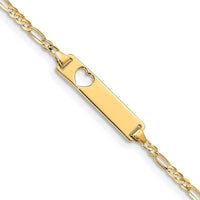 14k Cut-out Heart Figaro Link ID Bracelet - Larson Jewelers