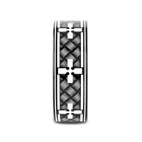 WOVEN CROSSES on Black Flat Tungsten Carbide Ring