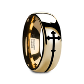 SIDEWAYS CROSS on Domed Gold Plated Tungsten Carbide Ring