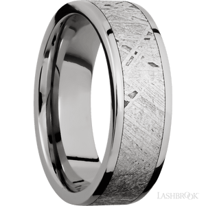 SOLSTICE Flat Titanium Ring with Meteorite Inlay by Lashbrook Designs - 7 mm - Larson Jewelers
