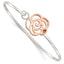 Sterling Silver Rose-tone Polished Flower Bangle
