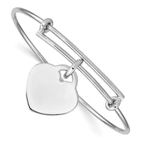 Sterling Silver Rhodium-plated Engraveable Heart Bangle - Larson Jewelers