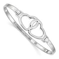 Sterling Silver Rhodium-plated Heart Bangle - Larson Jewelers