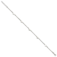 Sterling Silver 9 inch Polished Heart Plus 1in ext. Anklet - Larson Jewelers
