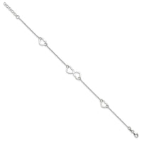 Sterling Silver Polished Heart 9in Plus 1in ext. Anklet - Larson Jewelers