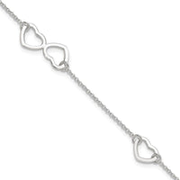 Sterling Silver Polished Heart 9in Plus 1in ext. Anklet - Larson Jewelers