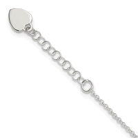 Sterling Silver Polished Heart 9in Plus 1in Ext. Anklet - Larson Jewelers