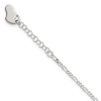 Sterling Silver Polished Heart 9in Plus 1in Ext. Anklet - Larson Jewelers