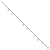 Sterling Silver Polished Heart 9 in Plus1in ext. Anklet - Larson Jewelers
