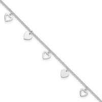 Sterling Silver 9 inch Polished Heart with 1in ext. Anklet - Larson Jewelers