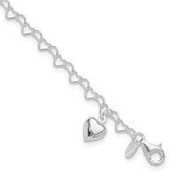Sterling Silver Heart-link with Heart Charm Anklet - Larson Jewelers