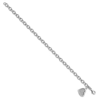 Sterling Silver Rhodium-plated Glitter Enamel Heart Bracelet - Larson Jewelers