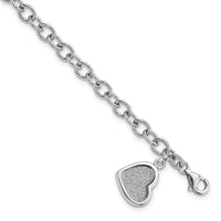 Sterling Silver Rhodium-plated Glitter Enamel Heart Bracelet - Larson Jewelers