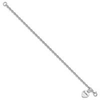 Sterling Silver Rhodium-plated Antiqued Sister Heart Dangle Bracelet - Larson Jewelers