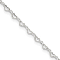 Sterling Silver Heart Charm 9in Plus 1in ext. Anklet - Larson Jewelers