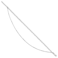 Sterling Silver Polished Double Strand Hearts 9in Plus 1in ext Anklet - Larson Jewelers