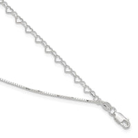 Sterling Silver Polished Double Strand Hearts 9in Plus 1in ext Anklet - Larson Jewelers