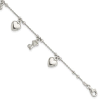 Sterling Silver Rhodium-plated Heart and Key Dangle 6.75in Bracelet - Larson Jewelers
