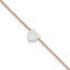 Sterling Silver Rose-tone White Cr. Opal Heart 9in Plus 2 in ext. Anklet - Larson Jewelers