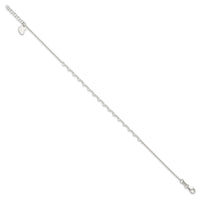 Sterling Silver Heart Link 9in Plus 1 in Ext. Anklet - Larson Jewelers