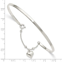 Sterling Silver Puffed Heart Bangle Anklet - Larson Jewelers