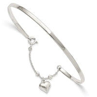 Sterling Silver Puffed Heart Bangle Anklet - Larson Jewelers