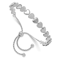 Sterling Silver Rhodium-plated Adjustable Bolo Hearts Bracelet - Larson Jewelers