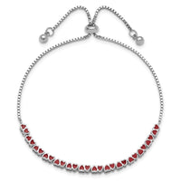 Sterling Silver Rhodium-plated Enameled Hearts Adjustable Bracelet - Larson Jewelers