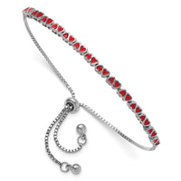 Sterling Silver Rhodium-plated Enameled Hearts Adjustable Bracelet - Larson Jewelers