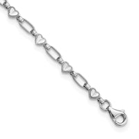 Sterling Silver Rhodium-plated Heart Link 10in Anklet - Larson Jewelers