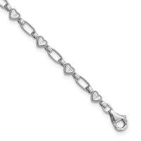 Sterling Silver Rhodium-plated Heart 7.5in Bracelet - Larson Jewelers