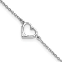 Sterling Silver Rhodium-plated Open Heart 10in Anklet - Larson Jewelers