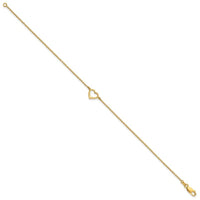 Sterling Silver Rhodium and Gold-tone Open Heart 10in Anklet - Larson Jewelers